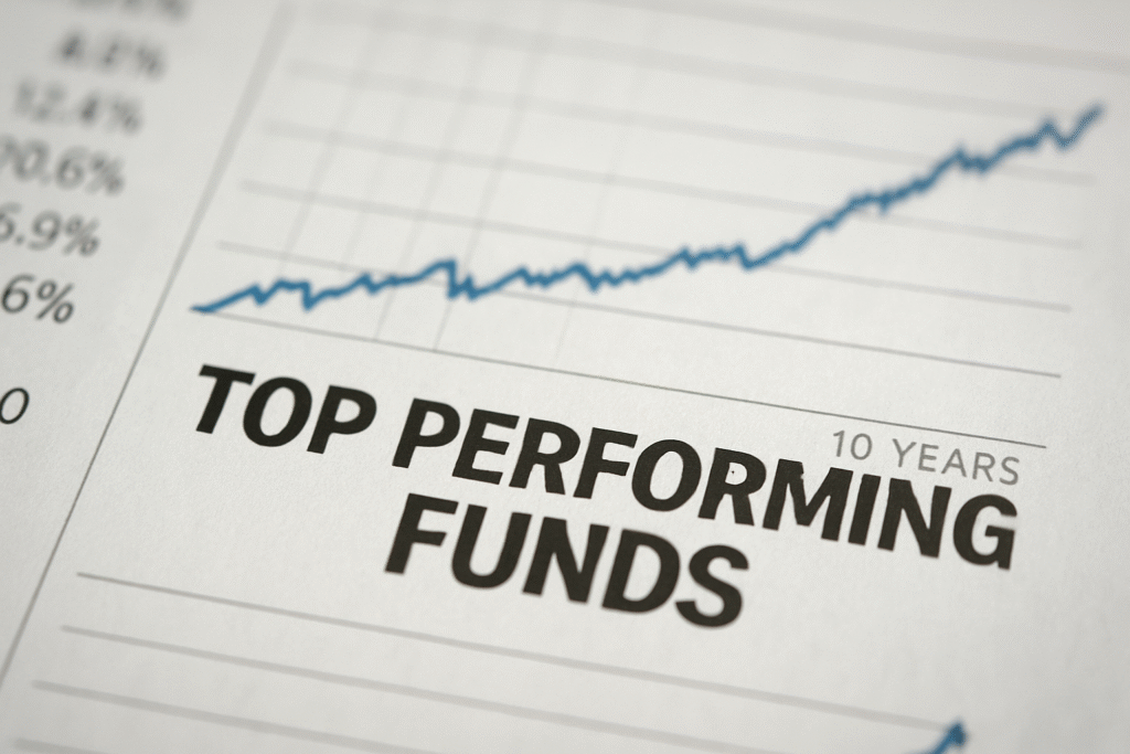 Diagramm zeigt Entwicklung von Fonds mit Top-Performance über 10 Jahre
